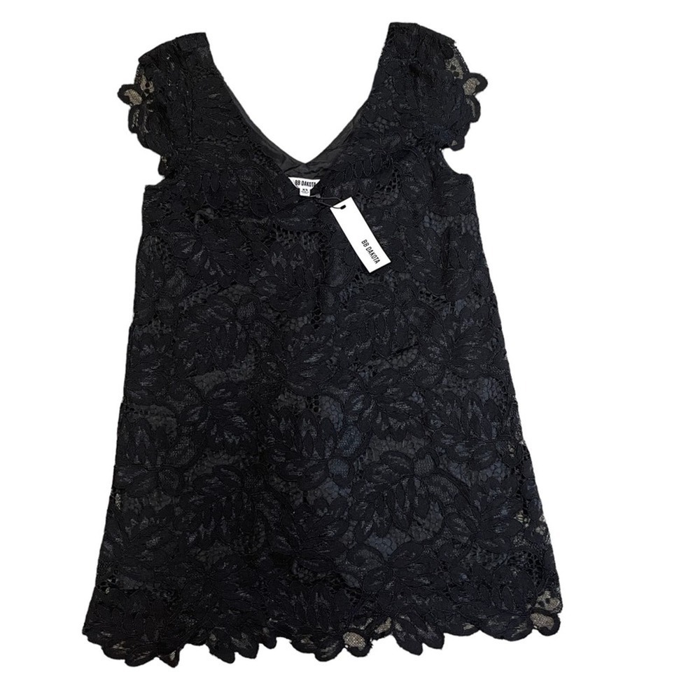 BB Dakota Black Jacqueline Lace Mini Shift Dress NWT - Picture 1 of 3